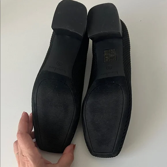 BURUDANI Knit Block Heel square toe pumps black 9 - Picture 6 of 8